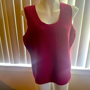 Red Ribbed Relaxed Tank Top